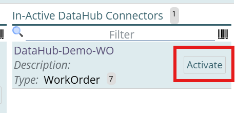 Shows button for taking you to activate a DataHub connector